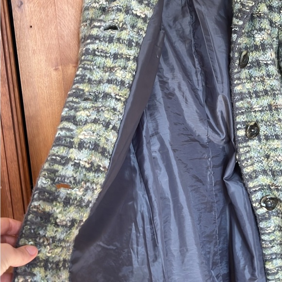 Womens Textured Knit Coat - Green Multi Size M - Picture 7 of 8